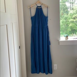Blue Silk Maxi Dress